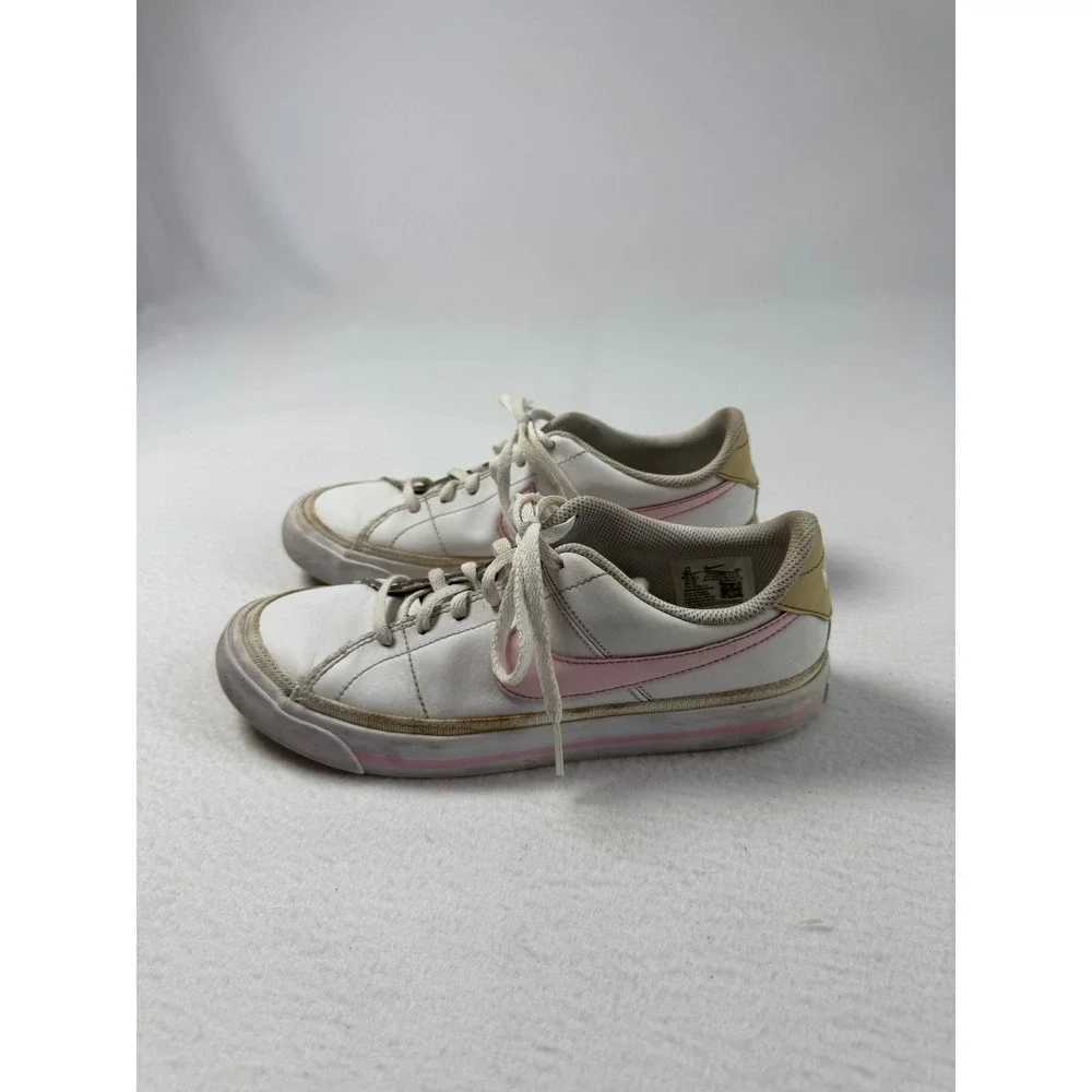 Preppy Nike Court Legacy Youth 6Y Sneakers White Pink DA5380-115 Leather Low Top